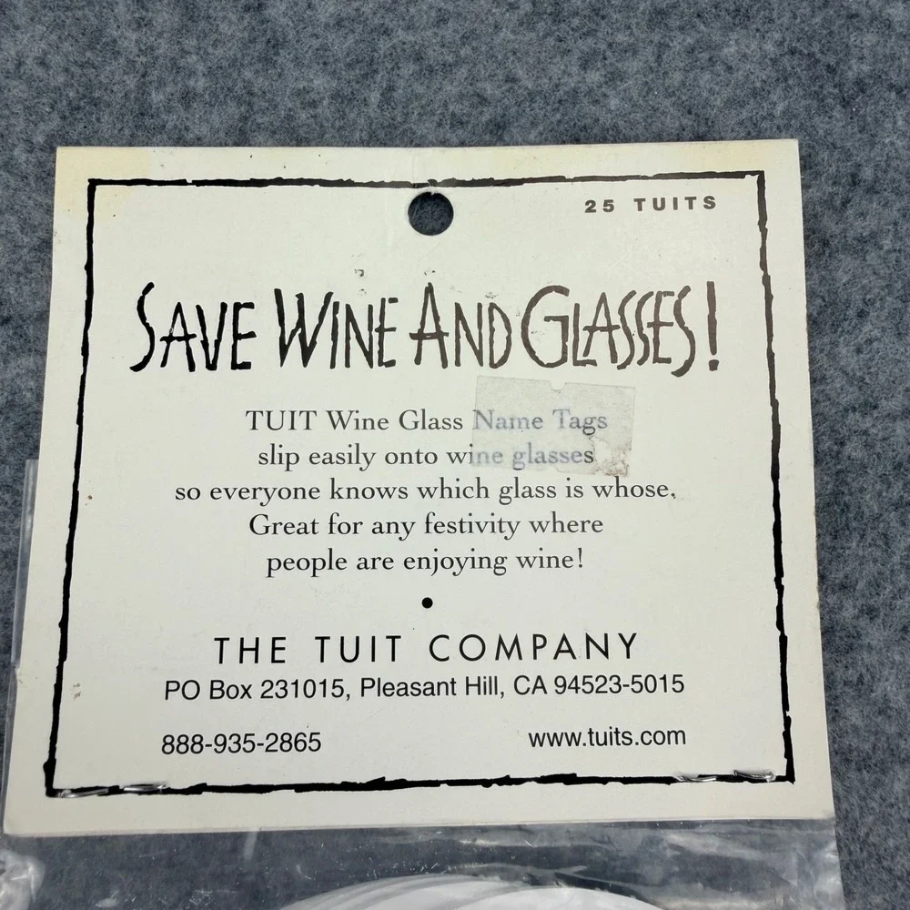 Tuits Tennis Stemware Name Tags 25 Pack Writable Wine Glass Party Markers Labels